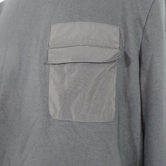 H&M Black Long Sleeve Pullover Crewneck Sweatshirt Men Size M Front Flap Pocket - Picture 5 of 8